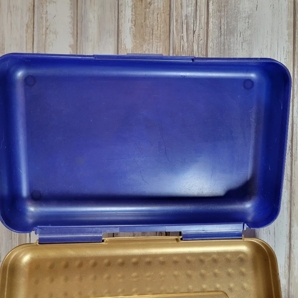 Spacemaker Pencil Box Blue & Gold Made In USA